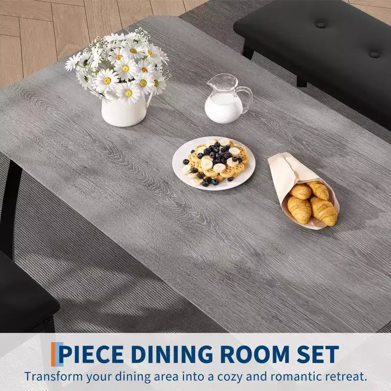 Ensemble de salle à manger Coolmee pour 4 personnes, table de cuisine avec banquette rembourrée et 2 chaises, ensemble de meubles de salle à manger 4 pièces pour petit espace, appartement