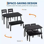 Ensemble de salle à manger Coolmee pour 4 personnes, table de cuisine avec banquette rembourrée et 2 chaises, ensemble de meubles de salle à manger 4 pièces pour petit espace, appartement