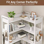 Étagère d'angle convertible à 5 niveaux, Bibliothèque industrielle en forme de L avec rangement pour la maison, le bureau et le salon