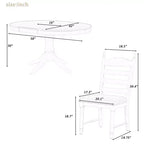 Ensemble Table à Manger Ronde Extensible pour 4, Style Ferme, avec 4 Chaises Rembourrées