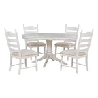 Ensemble Table à Manger Ronde Extensible pour 4, Style Ferme, avec 4 Chaises Rembourrées