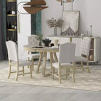 Ensemble de salle à manger extensible 5 pièces pour 4 personnes, table ronde avec rallonge et 4 chaises rembourrées