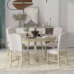 Ensemble de salle à manger extensible 5 pièces pour 4 personnes, table ronde avec rallonge et 4 chaises rembourrées