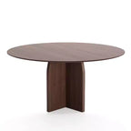 PexFix Table à manger ronde en bois massif de 59 x 59 cm avec finition noyer et pieds arqués élégants pour salles à manger et cuisines modernes