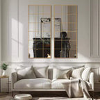 Miroir pleine longueur noir 67x28 pouces avec cadre en fer et micro-arche à angle droit (sans support)