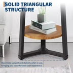 Table d'appoint ronde à 2 niveaux avec étagère de rangement, table d'appoint en bois et métal pour salon et chambre, pour petits espaces, montage facile