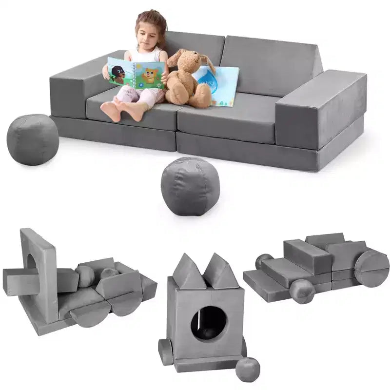 Canapé pour enfants 12 pièces, canapé de jeu modulaire pour enfants pour stimuler la créativité, canapé modulable, mobilier de chambre et de salle de jeux pour tout-petits, pour dormir et lire