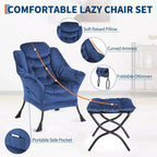 Fauteuil relax avec repose-pieds, Fauteuil de salon moderne, Fauteuil canapé de loisir, Fauteuil de lecture avec poche latérale pour salon, chambre, dortoir et bureau