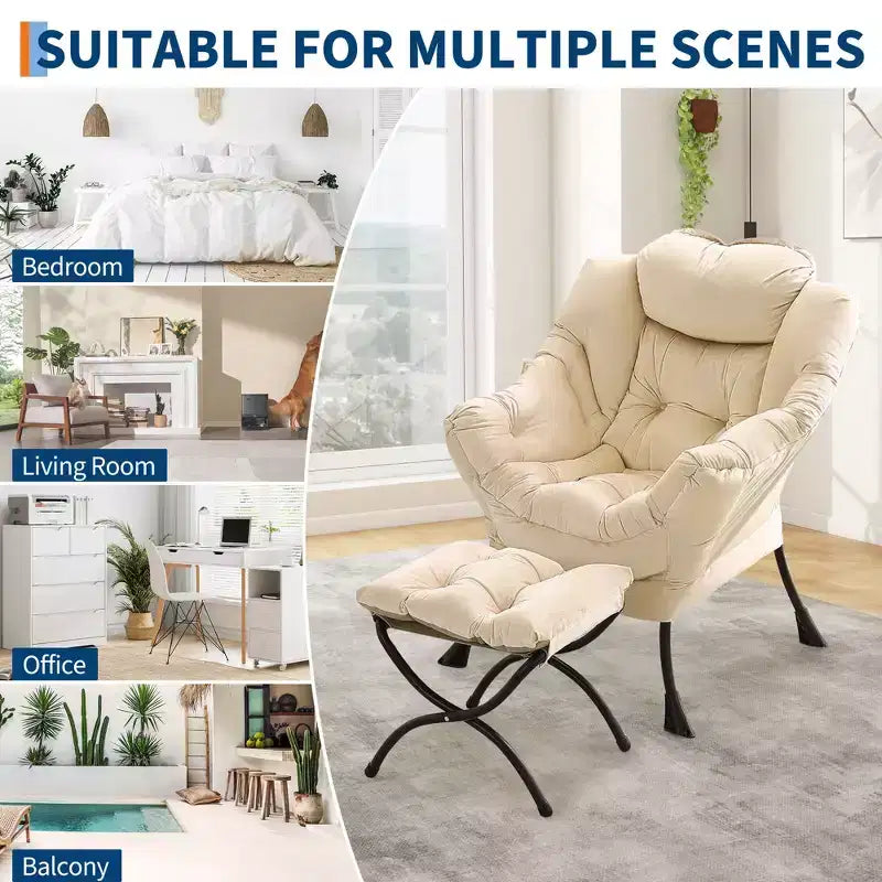 Fauteuil relax avec repose-pieds, Fauteuil de salon moderne, Fauteuil canapé de loisir, Fauteuil de lecture avec poche latérale pour salon, chambre, dortoir et bureau