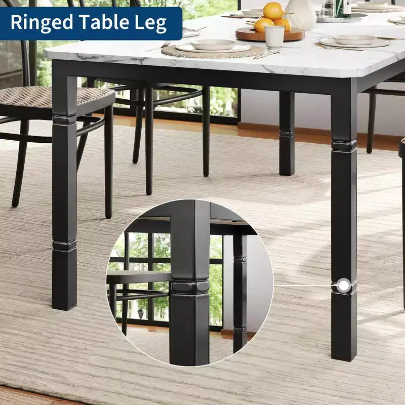 Grande table à manger industrielle de 198 cm pour 6 personnes avec pieds en métal robustes et coins chanfreinés pour salle à manger, cuisine et salon