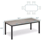 Grande table à manger industrielle de 198 cm pour 6 personnes avec pieds en métal robustes et coins chanfreinés pour salle à manger, cuisine et salon