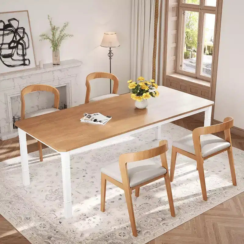 Grande table à manger industrielle de 198 cm pour 6 personnes avec pieds en métal robustes et coins chanfreinés pour salle à manger, cuisine et salon