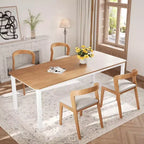 Grande table à manger industrielle de 198 cm pour 6 personnes avec pieds en métal robustes et coins chanfreinés pour salle à manger, cuisine et salon