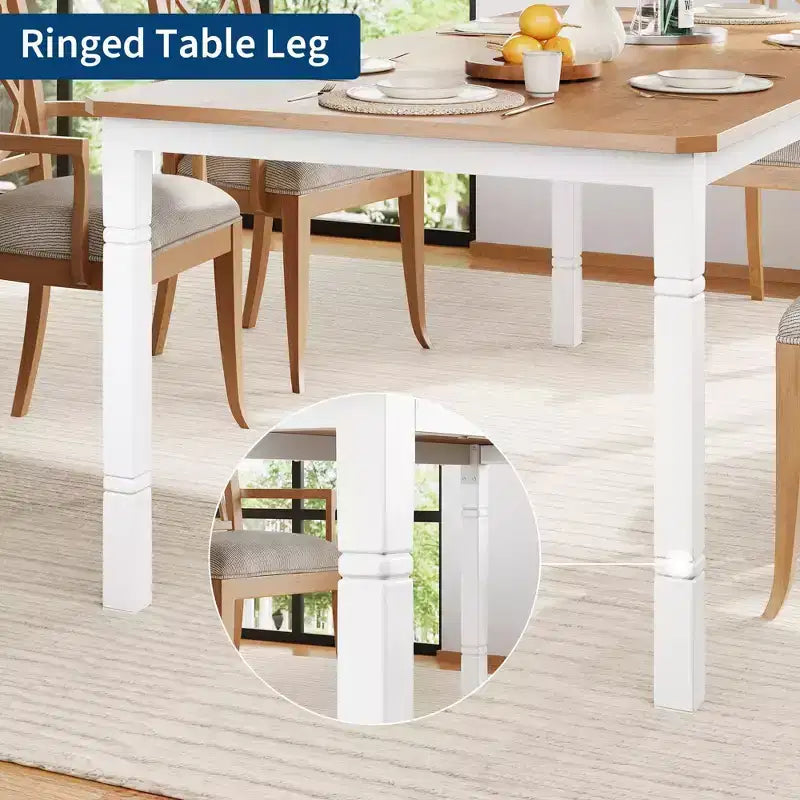 Grande table à manger industrielle de 198 cm pour 6 personnes avec pieds en métal robustes et coins chanfreinés pour salle à manger, cuisine et salon