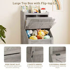 Meuble de rangement pour jouets d'enfants, bibliothèque et rangement pour jouets pour enfants avec couvercle à charnière et compartiments, bibliothèques en bois pour salle de jeux, chambre d'enfant, chambre à coucher