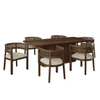 Christopher Knight Home Althara Ensemble de salle à manger contemporain 7 pièces en rotin et hévéa rembourré avec table surdimensionnée