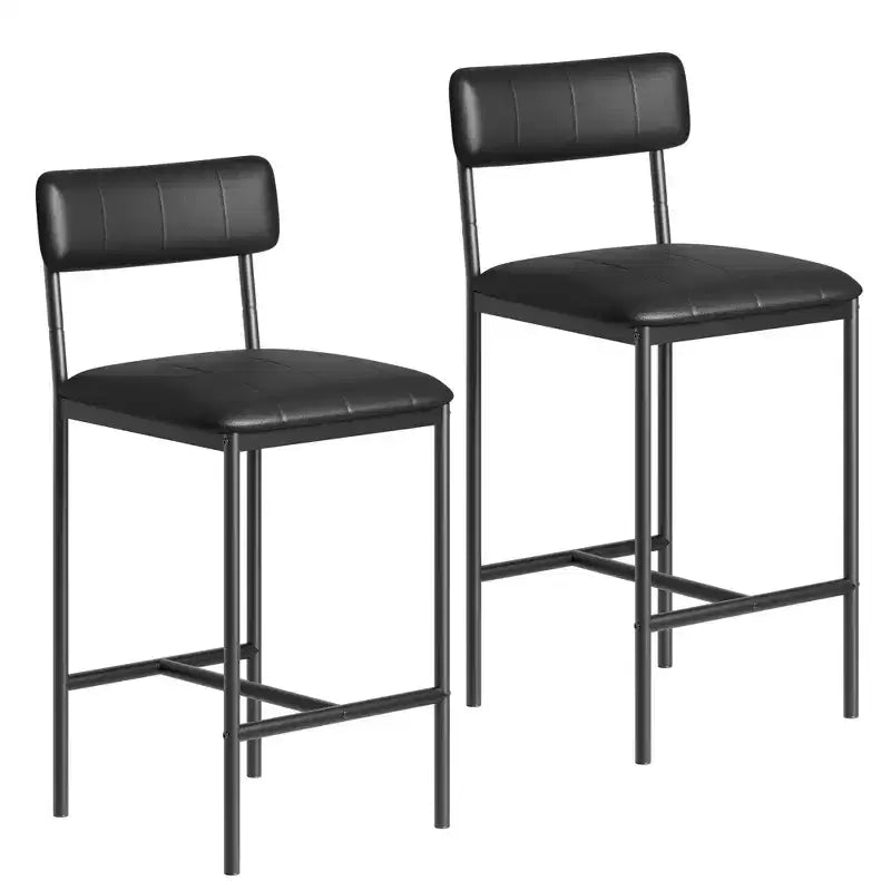 COZONY Lot de 2 chaises de salle à manger rembourrées, tabourets de bar en cuir PU, noir