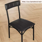 COZONY Lot de 2 chaises de salle à manger rembourrées, tabourets de bar en cuir PU, noir