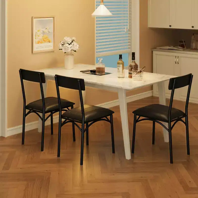 COZONY Lot de 2 chaises de salle à manger rembourrées, tabourets de bar en cuir PU, noir
