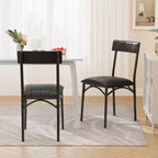 COZONY 2-Pack Upholstered Dining Chairs, PU Leather Bar Stools, Black