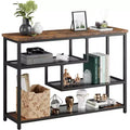 Industrial 4-Tier Console Table with Glass Shelves, Narrow Sofa Table 39.4 for Entryway, Living Room, Bedroom, Metal Frame Hallway Accent Table