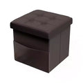 Lavish Home Folding Faux Leather Ottoman, Brown