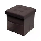 Lavish Home Folding Faux Leather Ottoman, Brown
