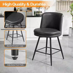 Tabouret de bar contemporain en cuir PU, pivotant, en cuir PU et de qualité durable