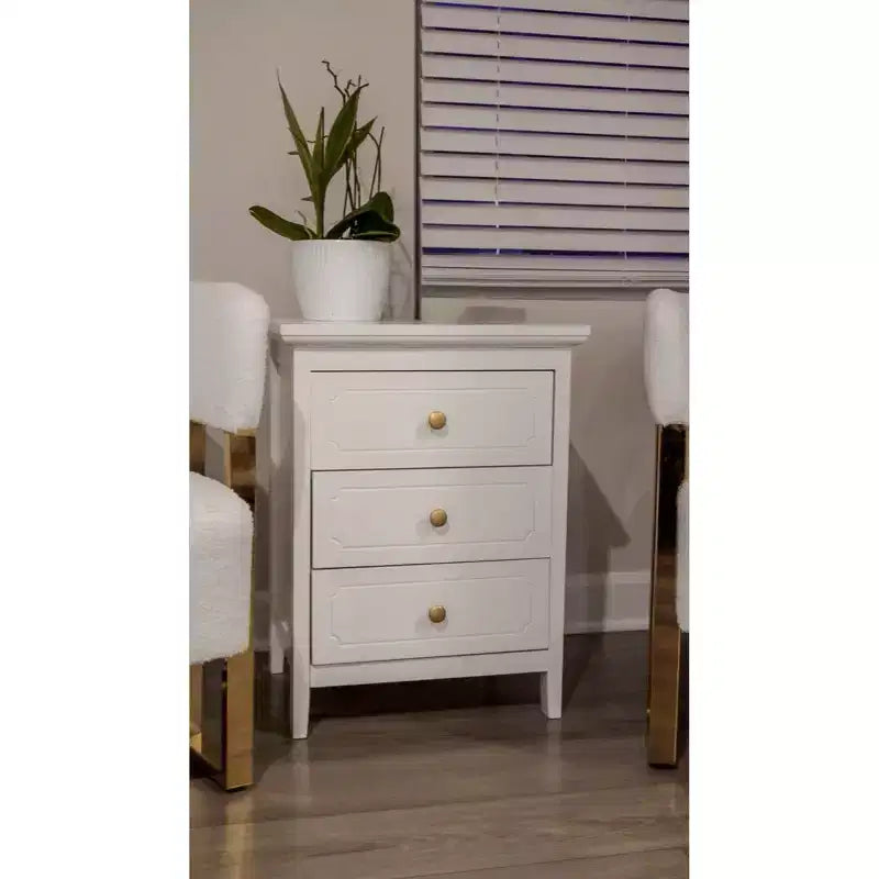 TYBOATLE Table de chevet blanche à 3 tiroirs, table d'appoint en bois avec très grand espace de rangement pour salon, chambre à coucher