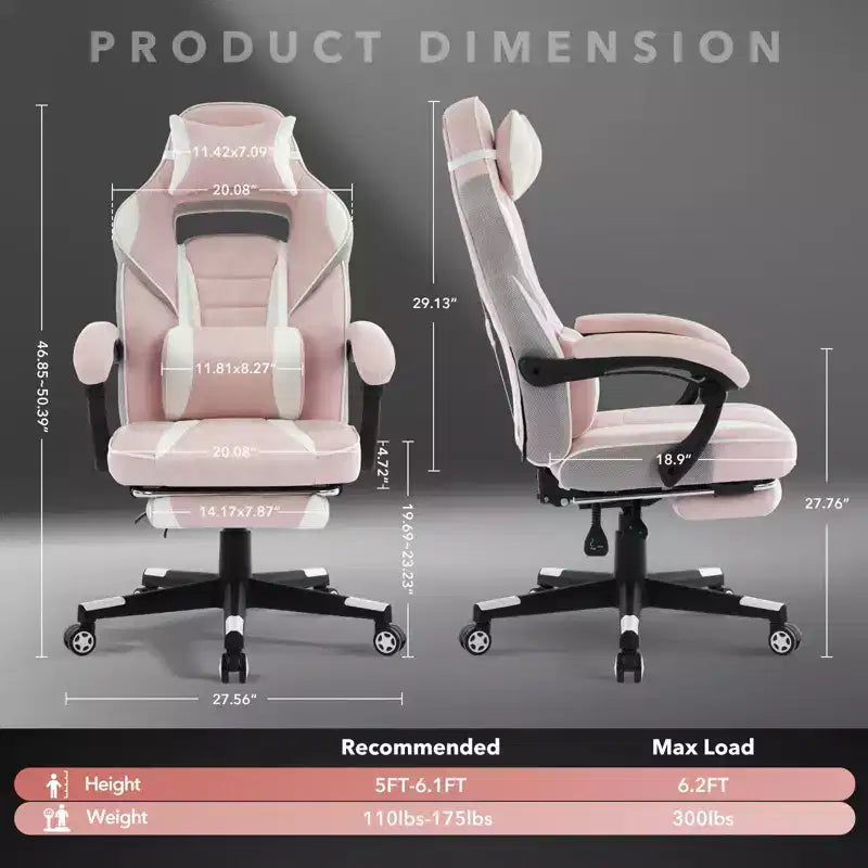 Chaise de bureau grande taille, Chaise de jeu en cuir à dossier haut avec repose-pieds, Chaise d'ordinateur ergonomique avec support lombaire et appui-tête, Base pivotante à 360°
