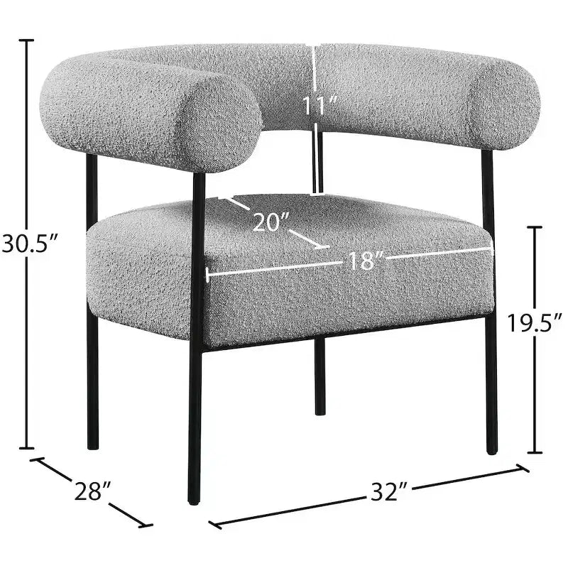 Meridian Furniture, fauteuil d'appoint Blake en tissu bouclette