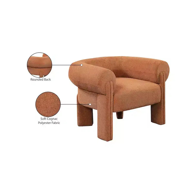 Meridian Furniture, fauteuil d'appoint en tissu polyester Stefano