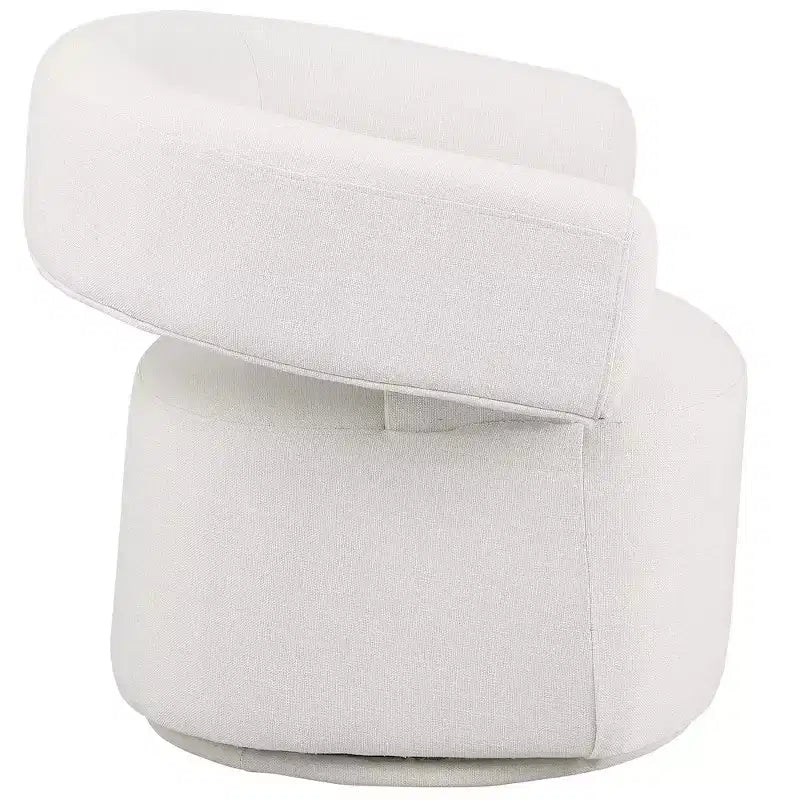 Fauteuil d'appoint pivotant en tissu texturé lin crème Niya de Meridian Furniture