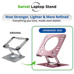 Support d'ordinateur portable pivotant Uncaged Ergonomics, rehausseur d'ordinateur portable réglable pour bureau permettant de surélever, d'incliner, de faire pivoter et de refroidir les ordinateurs portables Support d'ordinateur portable ergonomique