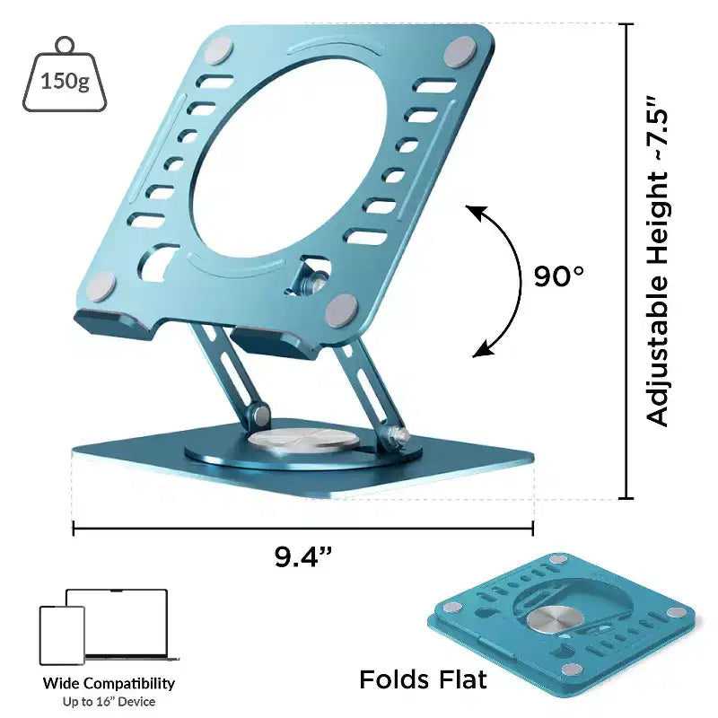 Support d'ordinateur portable pivotant Uncaged Ergonomics, rehausseur d'ordinateur portable réglable pour bureau permettant de surélever, d'incliner, de faire pivoter et de refroidir les ordinateurs portables Support d'ordinateur portable ergonomique