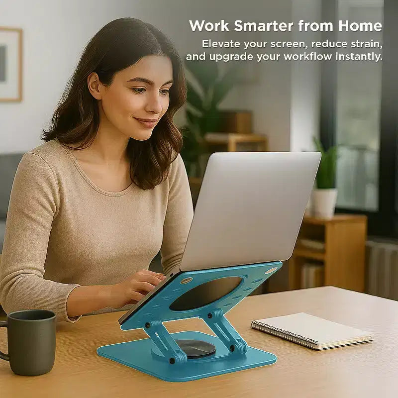 Support d'ordinateur portable pivotant Uncaged Ergonomics, rehausseur d'ordinateur portable réglable pour bureau permettant de surélever, d'incliner, de faire pivoter et de refroidir les ordinateurs portables Support d'ordinateur portable ergonomique