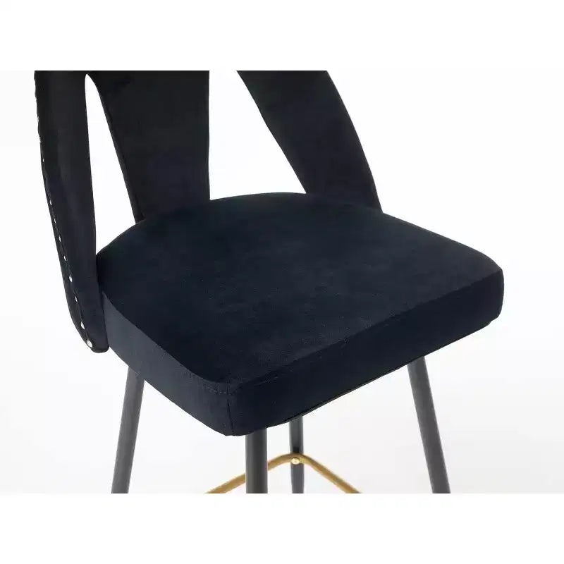 Tabourets de bar en velours avec dossier et repose-pieds, chaises d'îlot de cuisine modernes rembourrées, tabourets de comptoir à coussin large pour bar café, lot de 2