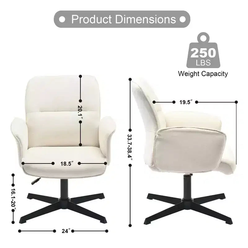 Chaise de Bureau Ergonomique Homy Casa avec Accoudoirs Rembourrés et Hauteur Réglable pour Petit Bureau à Domicile et Coiffeuse