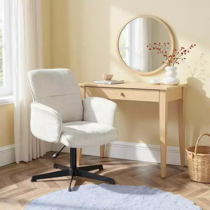 Chaise de Bureau Ergonomique Homy Casa avec Accoudoirs Rembourrés et Hauteur Réglable pour Petit Bureau à Domicile et Coiffeuse