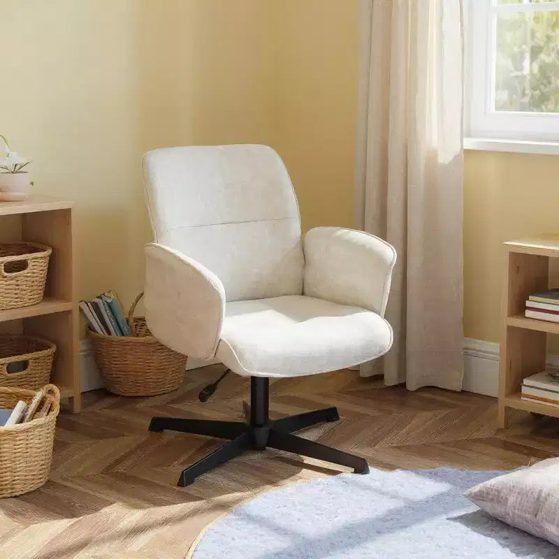 Chaise de Bureau Ergonomique Homy Casa avec Accoudoirs Rembourrés et Hauteur Réglable pour Petit Bureau à Domicile et Coiffeuse