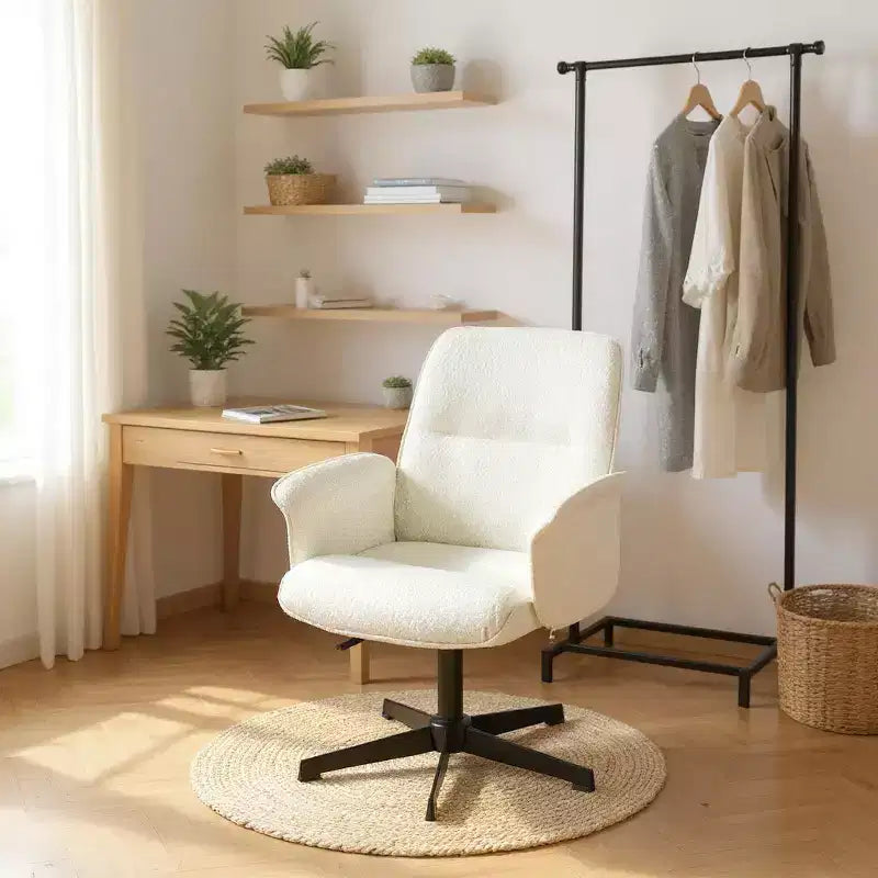 Chaise de Bureau Ergonomique Homy Casa avec Accoudoirs Rembourrés et Hauteur Réglable pour Petit Bureau à Domicile et Coiffeuse