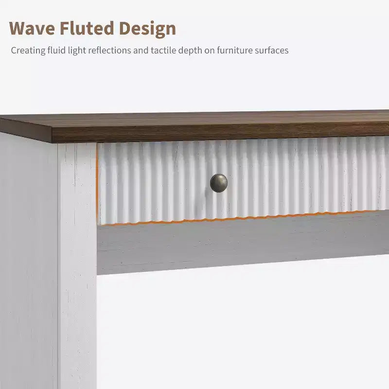 Garvee Fluted Home Office Desk Storage, Bureau de direction moderne 54 pouces avec station de charge, Bureau d'ordinateur en bois avec tiroirs classeurs pour l'étude