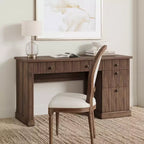 Garvee Fluted Home Office Desk Storage, Bureau de direction moderne 54 pouces avec station de charge, Bureau d'ordinateur en bois avec tiroirs classeurs pour l'étude