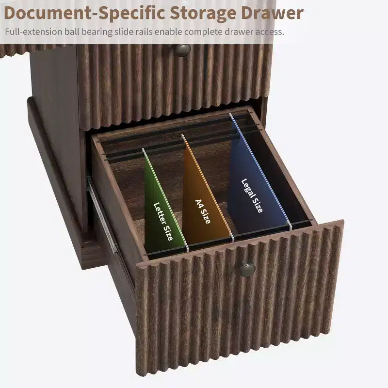 Garvee Fluted Home Office Desk Storage, Bureau de direction moderne 54 pouces avec station de charge, Bureau d'ordinateur en bois avec tiroirs classeurs pour l'étude