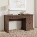Garvee Fluted Home Office Desk Storage, 54 Modern Executive Desk with Charging Station, Wooden Computer Desk with File Drawers for Study