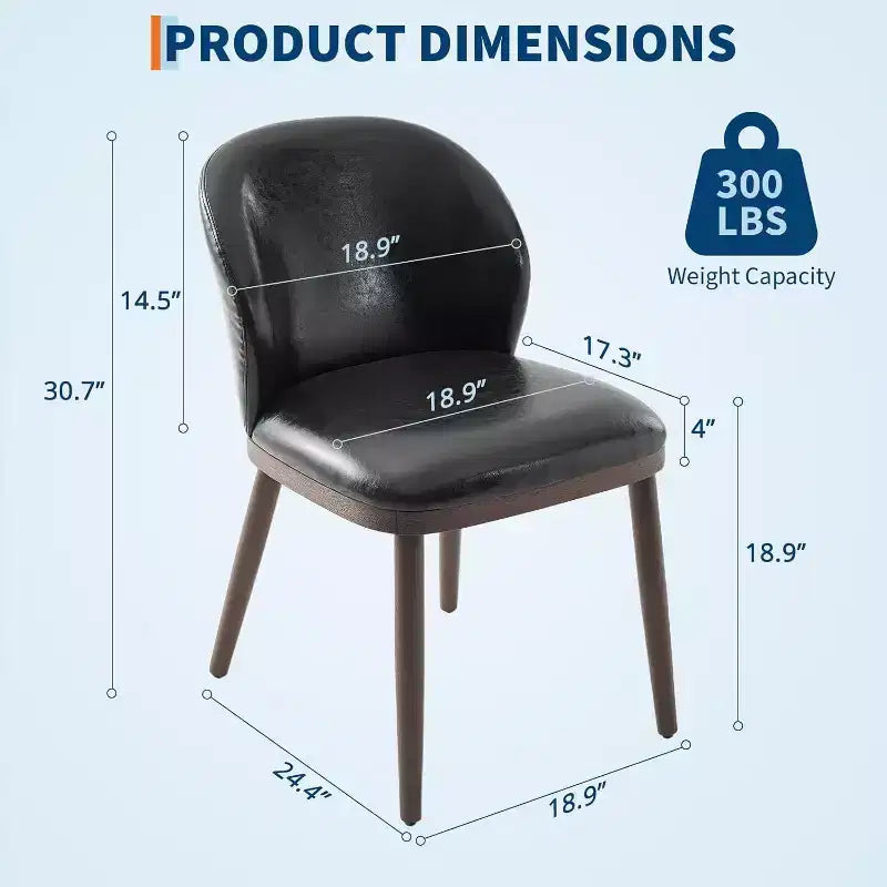 Acekool Chaises de salle à manger (lot de 2) avec pieds en bois, dossier ergonomique et capacité de 120 kg pour cuisine et salle à manger