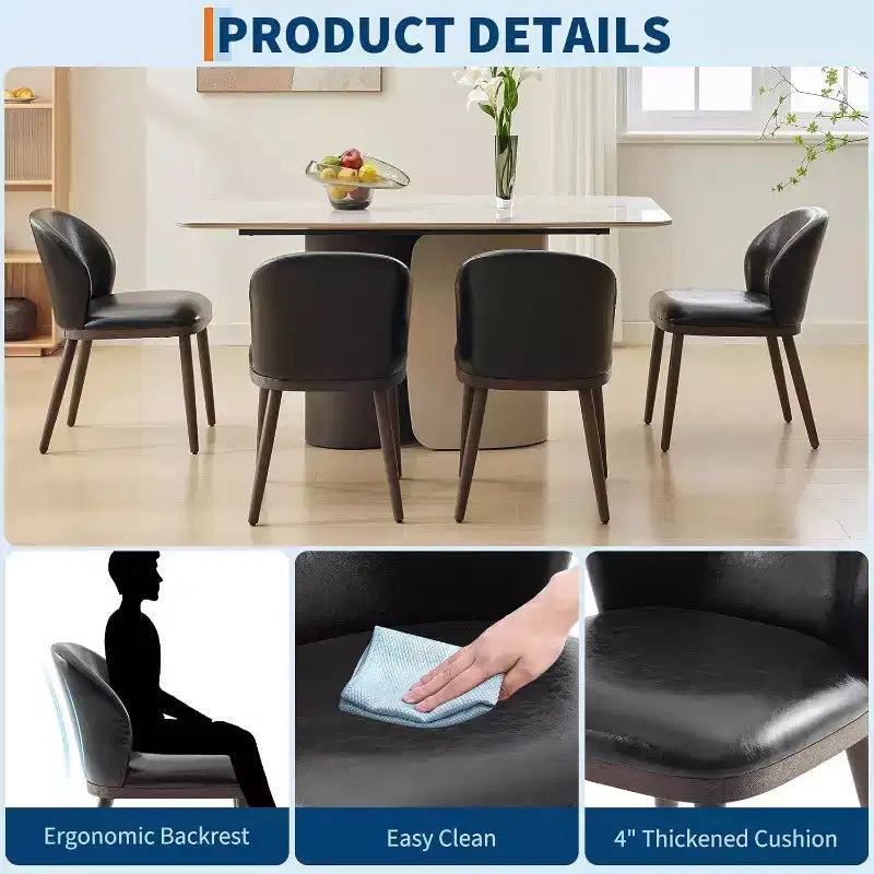 Acekool Chaises de salle à manger (lot de 2) avec pieds en bois, dossier ergonomique et capacité de 120 kg pour cuisine et salle à manger