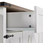 MAYEERTY Îlot de cuisine avec prise de courant, abattant, porte-épices et tiroir à roulettes pour cuisine, salle à manger, blanc