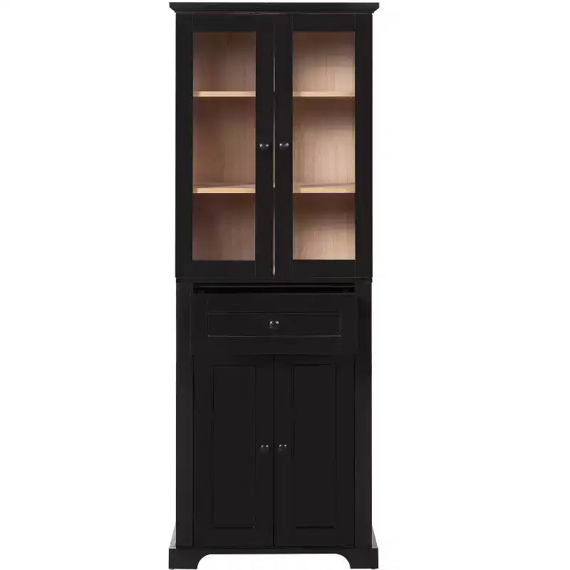 Meuble de rangement haut de salle de bain Whisen 67.2 avec portes en verre trempé, étagères réglables et tiroir, fermeture en douceur