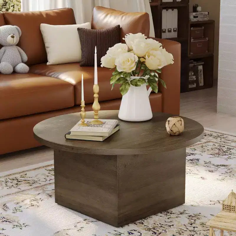 MUUEGM Table basse de ferme, table en bois rustique de 35,5 avec cadre robuste et plateau étanche pour salon